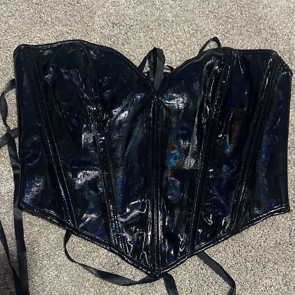 Shiny Black Corset Top